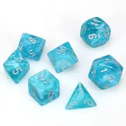 [Chessex] D7 Die Set Dice Cirrus Polyhedral (7 Dice/Aqua/Silver)