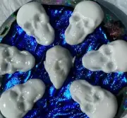Art Glass Studio Halloween SKULL DEVIL SCULPTURE Dichroic Paperweight Fused
