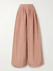 [Carolina Herrera] Carolina Herrera - Pleated Cotton-blend Faille Wide-leg Pants - Pink - US2 US 2 Pink