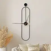 Modern Oval Wall Clock Large Wall Clock with Walnut Pointers Silent Metal Wal...