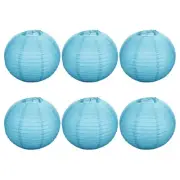 6pcs 16 Inch Folding Hanging Paper Lanterns for Wedding Home Party Light Blue