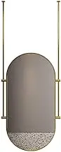 Oval Ceiling Hanging Mirror,Floating Decorative Mirror,HD Vanity Make-up Mirrors,with Customizable Boom,for Entrance Cloakroom and Home Decor(Gold,50x80cm)