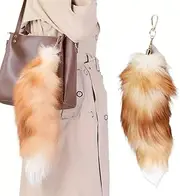 [Generic] Fox Tail Fake Tail,Keychain Fluffy Faux Fur Tail（15.7 inch）