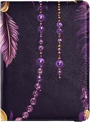 [Amooorous] Carnival Mardi Gras Yellow Purple Mask Leather decorative Passport Holder Cover Travel Documents Organizer Protector Passport Holder Case Lightweight, Carnival Mardi Gras yellow purple mask, 1 size