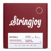Stringjoy NB1152 Naturals Acoustic Guitar String Set Phosphor Bronze 11-52