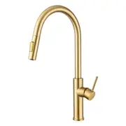 Brushed Gold Pull Out Kitchen Mixer Tap Laundry Sink Swivel Spout Faucet WELS Swivel