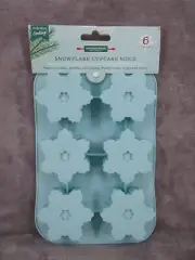 Snowflake Cupcake Mold Candy Silicone Handstand Kitchen 6 Blue New Baking Cook