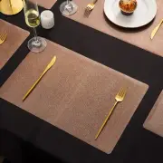 Plastic Shining Table Mats Set of 6 Washable Dining Placemats, Copper