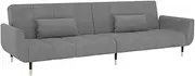 [vidaXL] Light Grey Velvet 2-Seater Sofa Bed with Adjustable Backrest and Two Pillows - Convertible Sleeper Sofa for Living Room or Guest Room