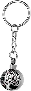 DOTUIARG Life Tree Stainless Steel Memorial Keepsake Urn Keychain for Ashes Cremation Key Ring Jewelry Can be Customized