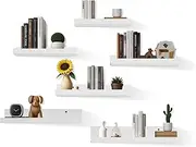 Floating Shelves Set of 6 Wall Shelves White with 6 Sizes (27-40 cm) - Shelf Picture Rail for Children's Room, Living Room, Kitchen, Bathroom and Bedroom