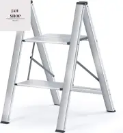 Step Ladder, 2 Step Aluminium Folding Stool, Portable Large Platform