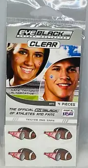 Authentic EYEBLACK face CLEAR stickers 4 pc GO TEAM FOOTBALL Sport Team Spirit
