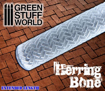 Rolling Pin Herringbone Pavement Texture Terrain Roller for Wargames miniatures