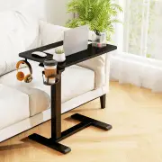 CostwayMobile Standing Desk with Cup Holder and Headphone Hook-Black