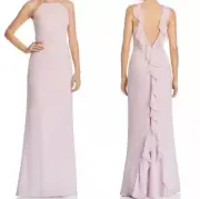NWT Aidan Mattox Womens Pink Ruffled Halter Evening Dress Gown Size 0 BHFO1701