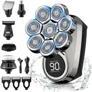 8D Head Shavers for Bald Men, Detachable Electric Razor IPX7 Waterproof Wet Dry LED Display, Rotary Shaver 6 in 1 Grooming Kit
