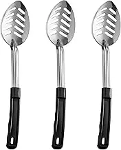 3 Pcs Large Slotted Spoons Stainless Steel, Cooking Spoons, Slotted Serving Spoons, Slotted Spoons for Cooking, Kitchen Spoons Set, 13 inches Metal Serving Spoons with Coated Handle
