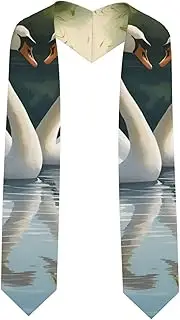 [SKKNT] Beautiful White Swans On The Lake Print Graduation Shawl Stole For Academic Commencements Honor Sash Congratulations Gift