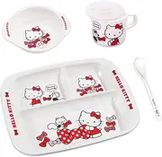 Everyday Delights Hello Kitty Red Dinnerware Flatware Meal Set – Plate Bowl Cup Spoon, 4 pieces