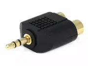 3.5mm STEREO MALE PLUG TO 2 RCA FEMALE AUDIO ADAPTER CONNECTOR SPLITTER NGL-3201