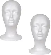 LALAFINA Foam Model Heads Hair Manikin 2pcs Male Mannequin White Foam Bald Head Wig Display Model Hat Model Head Mannequin Head Styling Head Cosmetic White White Wigs Wig Foam Heads