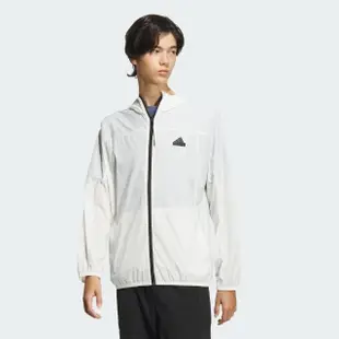 【adidas 愛迪達】TH LW WV JKT 男 連帽 外套 運動 訓練 休閒 輕便 透氣 防曬 薄外套 白(IT3942)