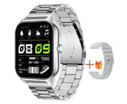 Smartwatch with Heart Rate, Blood Pressure, and Blood Oxygen Monitoring, Bluetooth Calling, and Large Screen(Silver)