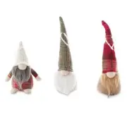 Mud Pie Rustic Lodge Tartan Plaid Gnome Christmas Ornament Set of 3