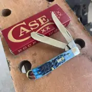 Case Pocket Worn Mediterranean Blue Bone Peach Seed Jig Mini Trapper