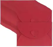 50PCS Mini Gift Card Envelopes,Heart Shaped Clasp Envelopes Red Envelopes Handmade Kraft Paper for Wedding Birthday Party Thanksgiving Christmas Valentine's Day Gift Cards