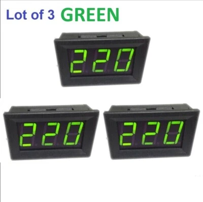 3Pcs GREEN AC 70-500V digital voltmeter LED display 2 wire voltage test meter