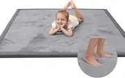 Aurour Coral Velvet Area Rugs Play Mat, 3cm Thick Carpet Crawling Mat for Nursery Baby Toddler Children Kids Room, Yoga Mat Exercise Pads (Grey, 200x200cm)