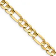 14K Yellow Gold 22 Inch 7.5mm Concave Open Figaro With Lobster Clasp Chain