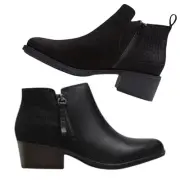 Clarks Ladies MEMI ZIP Black Suede Boots US Size 9 W NEW