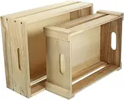 HOUDERCO 2Pcs Wooden Storage Crates Decorative Nesting Storage Box for Home Supermarket Display Lightweight Rustic Crate Organizers