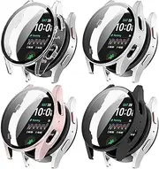 [4 Pack] Screen Case for Samsung Galaxy Watch 7 44mm 2024, Full Coverage Tempered Glass Screen Protector Protection All-Around Surround Overall Case Cover for Samsung Galaxy Watch 7 44mm