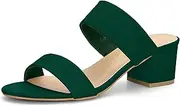 [Allegra K] Women's Block Heel Dual Straps Slide Sandals