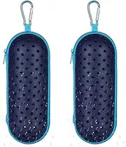 2X Swim Goggle Case for Swimming Goggles, EVA Carrying Case with Drain Hole Zipper Sunglasses Case with Clip Blue