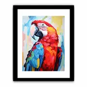 Red Blue Parrot Framed print Art Poster