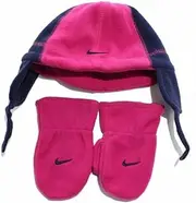 [Nike] Fleece Beanie/Glove Set (Infant) Fireberry/Obsidian 12/24 Months