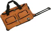 Carry On Flight Bag 22 Inch Orange Mens Luggage Rolling Wheels Handle Flying