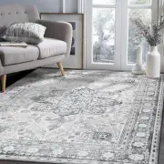 Entryway Washable Rug Non Slip High Traffic Lightweight Rug Vintage 3x5 Grey