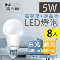 在飛比找ETMall東森購物網優惠-【美克斯UNIMAX】5W LED燈泡 球泡燈 E27 節能