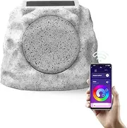 Yoolax Outdoor Rock Speakers Bluetooth Wireless Stone Speakers Waterproof Ip65 Solar-Powered USB Charging with RGB Portable Speaker with 7 Light Colors for Party Garden Patio Garden Yard Home