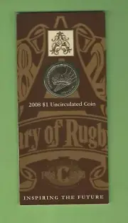 #C3. 2008 AUSTRALIAN RUGBY LEAGUE ONE DOLLAR $1 COIN, CARDED