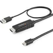 StarTech.com 6ft (2m) HDMI to Mini DisplayPort Cable 4K 30Hz - Active HDMI to mDP Adapter Cable with Audio - USB Powered - Video