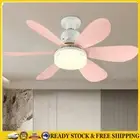 Ceiling Fan LED Lamp E27 Socket Fan Light Remote 52cm (Pink Crystal Shell) .