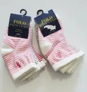 6 Ralph Lauren Infant Girls St James Stripe Crew Socks Multi Sz 0-6 months - New
