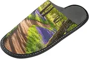 [ODAWA] House Slippers Autumn Farm Harvest Womens Mens Slippers Spa Hotel House Home Indoor Slippers, Lavender Forest Pathway, 9-10